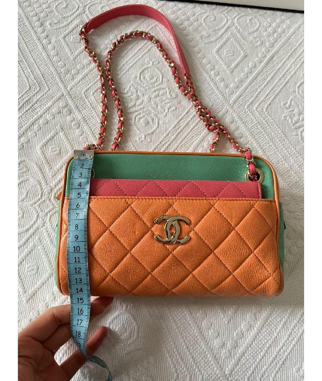 CHANEL Оранжевая кожаная сумка через плечо, фото 8