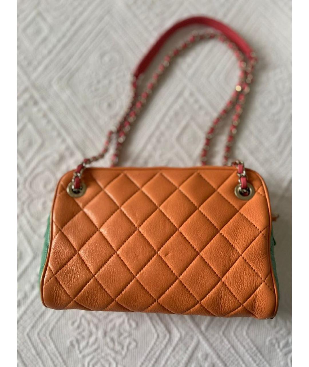 CHANEL Оранжевая кожаная сумка через плечо, фото 3