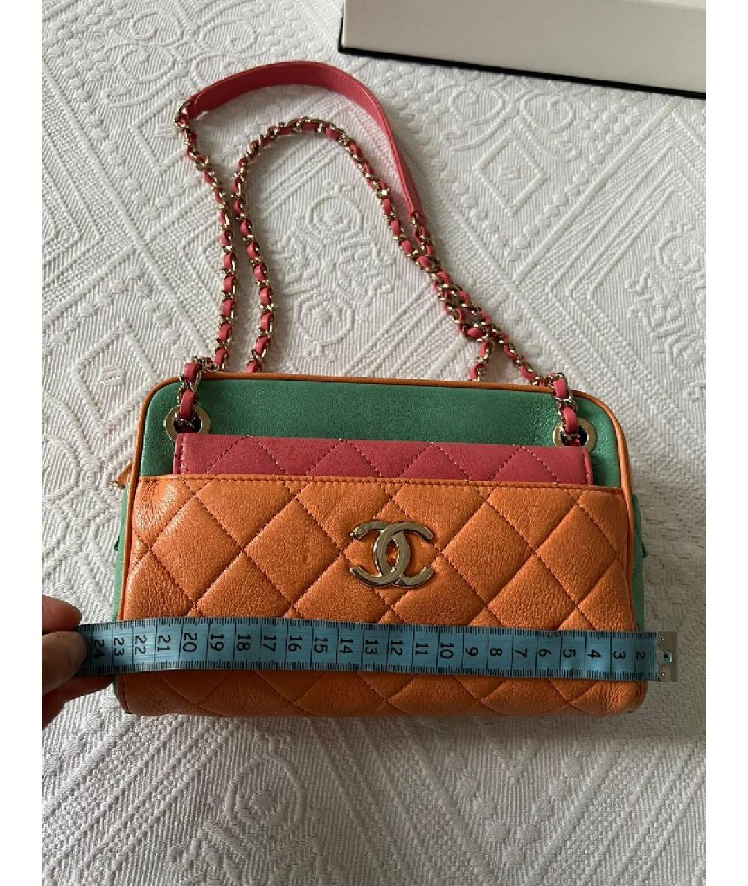 CHANEL Оранжевая кожаная сумка через плечо, фото 7