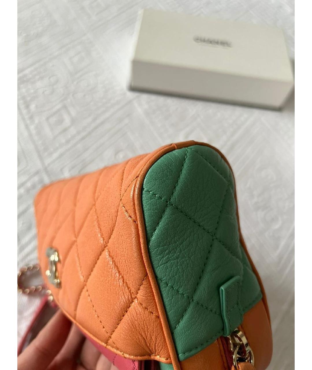 CHANEL Оранжевая кожаная сумка через плечо, фото 2