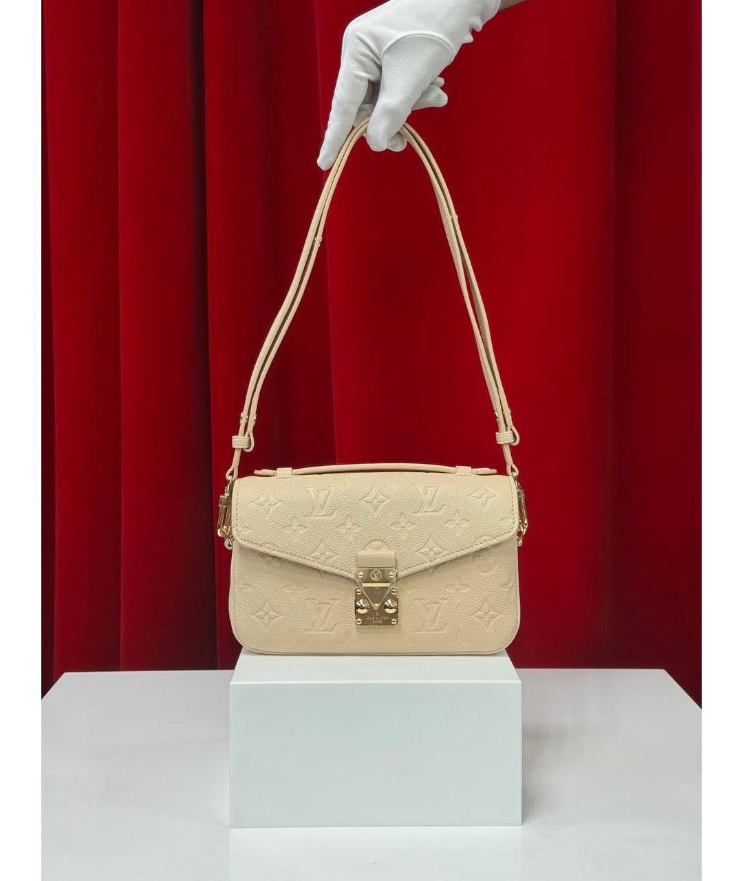 LOUIS VUITTON Бежевая кожаная сумка через плечо, фото 6