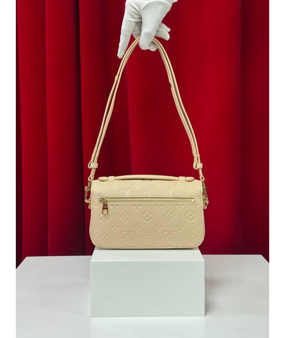 LOUIS VUITTON Бежевая кожаная сумка через плечо, фото 7