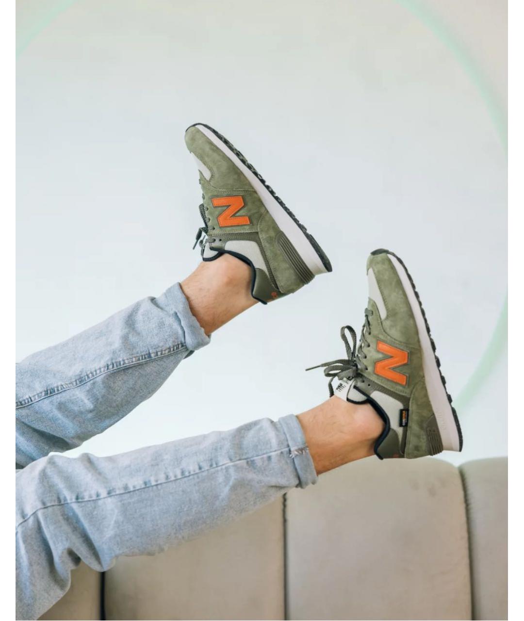 NEW BALANCE Хаки замшевые низкие кроссовки / кеды, фото 3