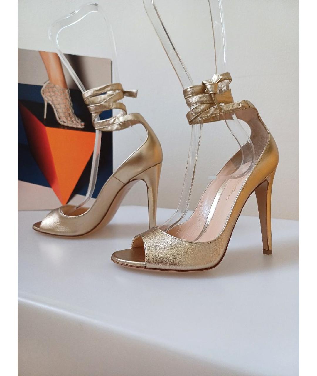 GIANVITO ROSSI Золотые кожаные туфли, фото 3