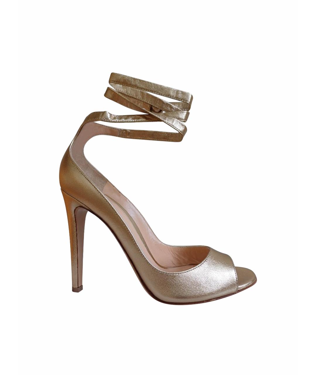 GIANVITO ROSSI Золотые кожаные туфли, фото 1