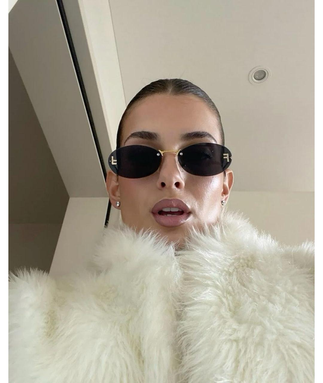 FENDI Черные металлические солнцезащитные очки, фото 4