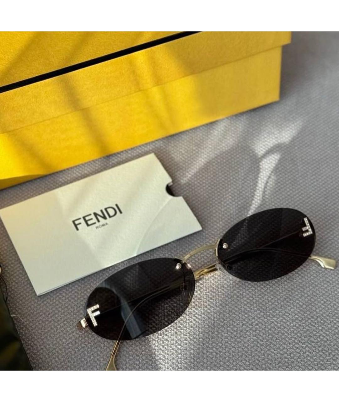 FENDI Черные металлические солнцезащитные очки, фото 3