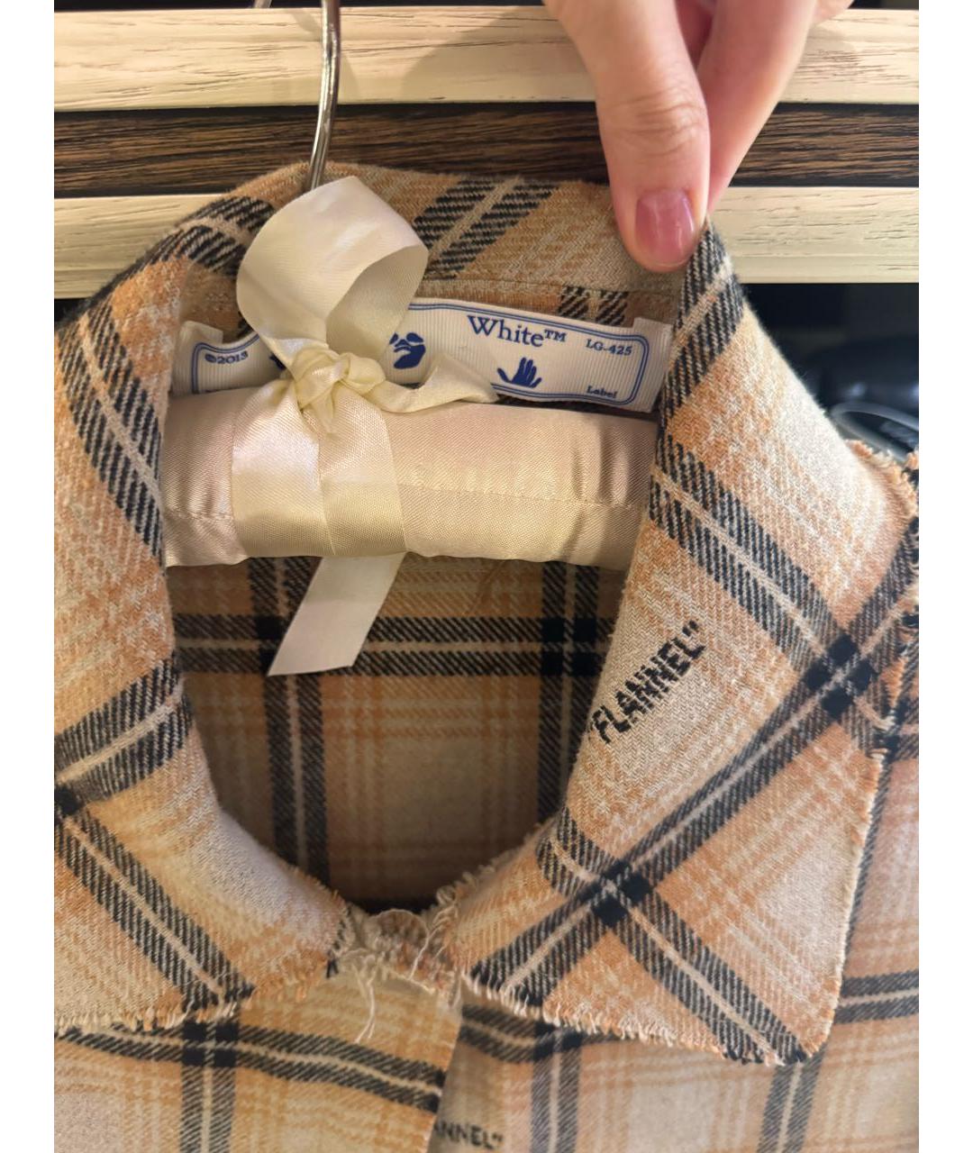 OFF-WHITE Бежевая хлопковая рубашка, фото 3