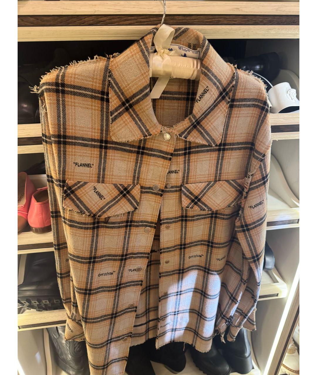 OFF-WHITE Бежевая хлопковая рубашка, фото 4