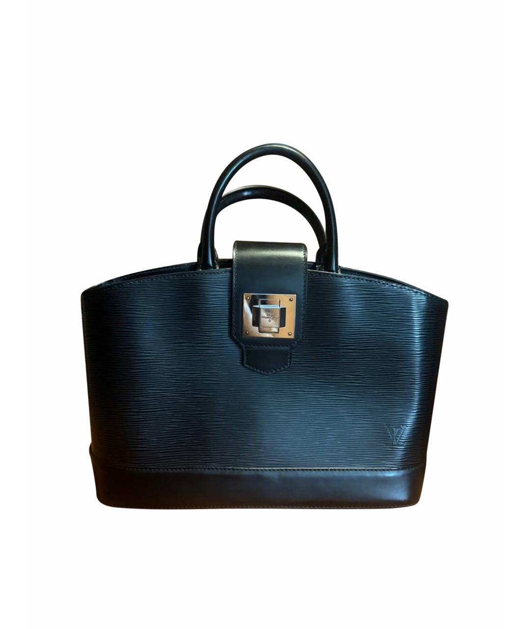 LOUIS VUITTON Черная кожаная сумка с короткими ручками, фото 1