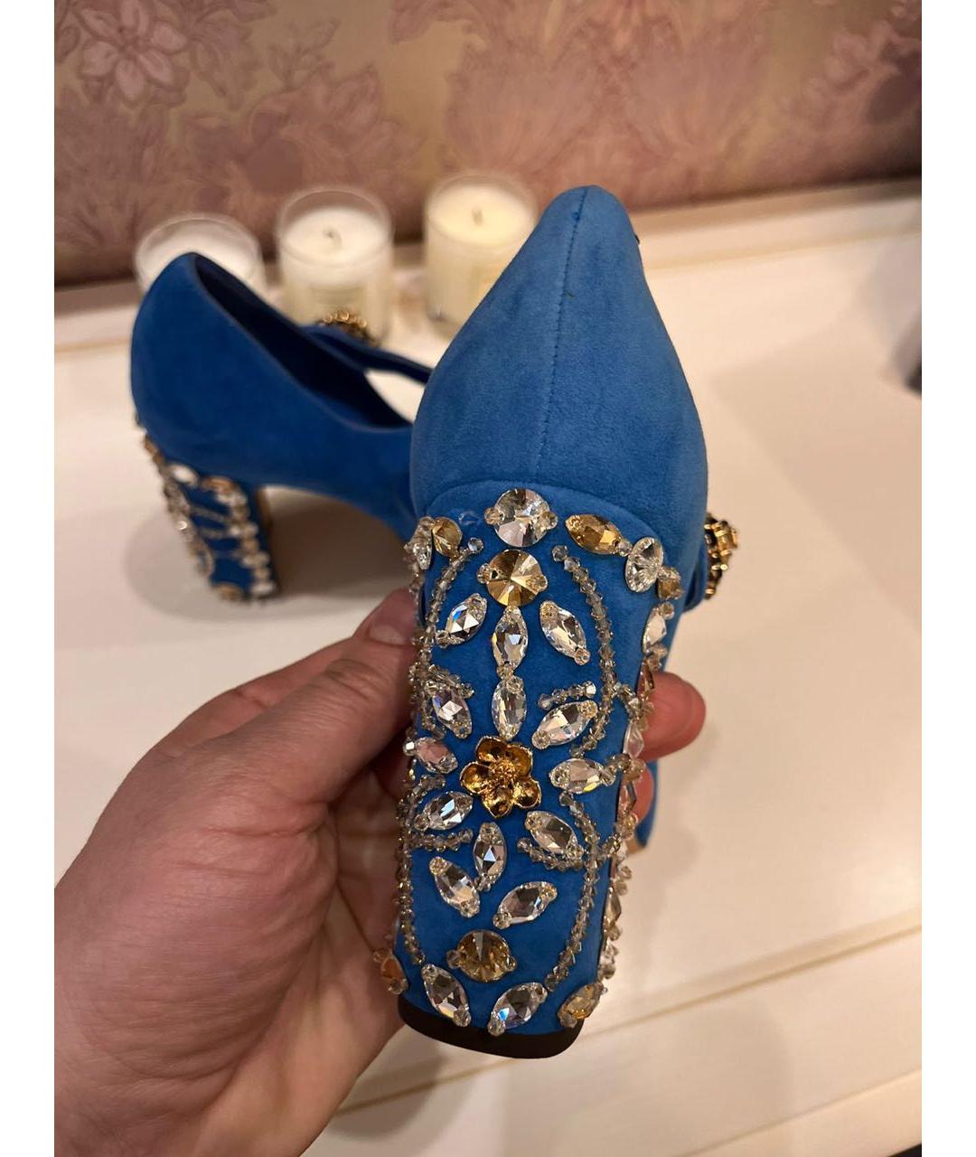 DOLCE&GABBANA Синие замшевые туфли, фото 2