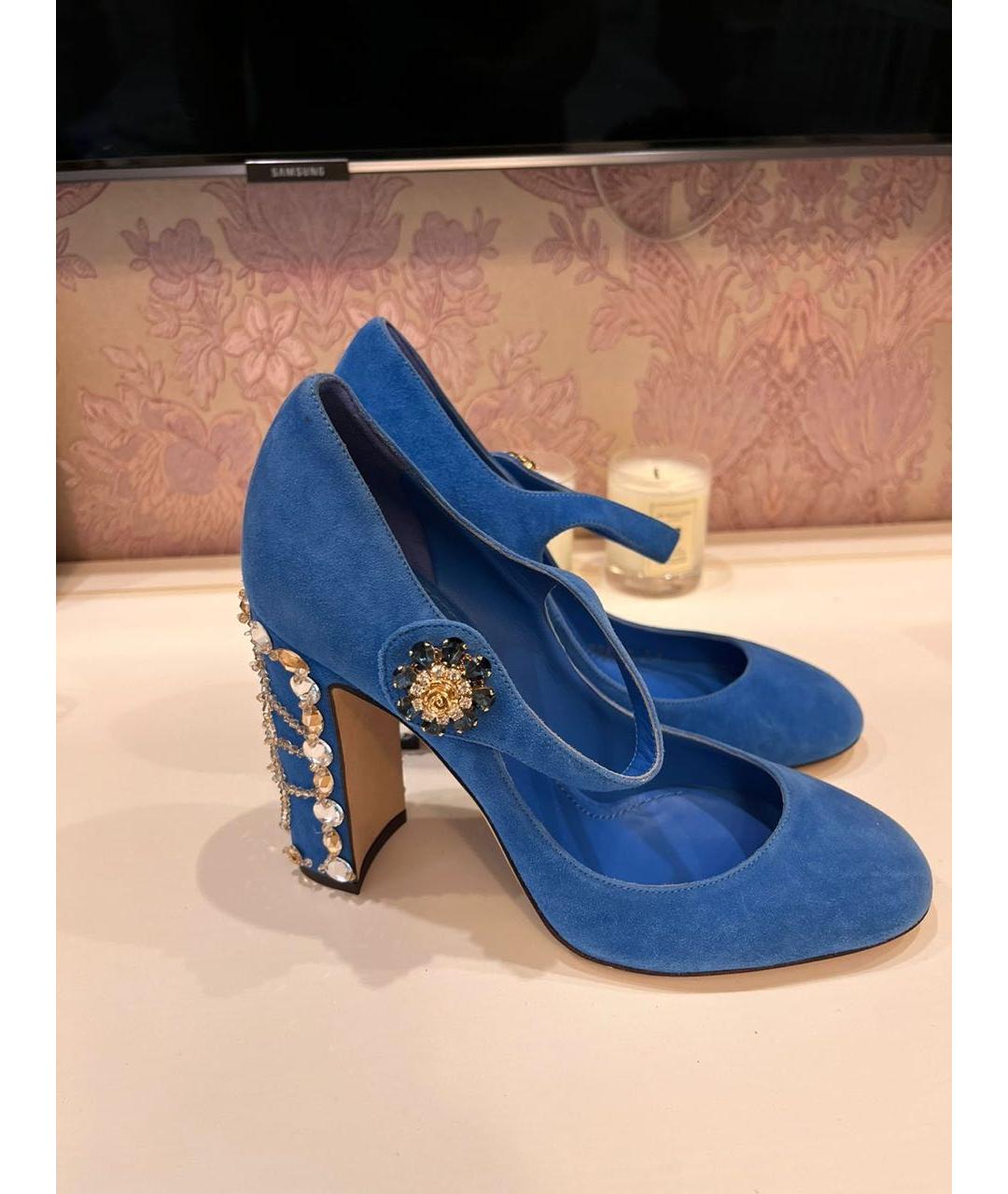 DOLCE&GABBANA Синие замшевые туфли, фото 5