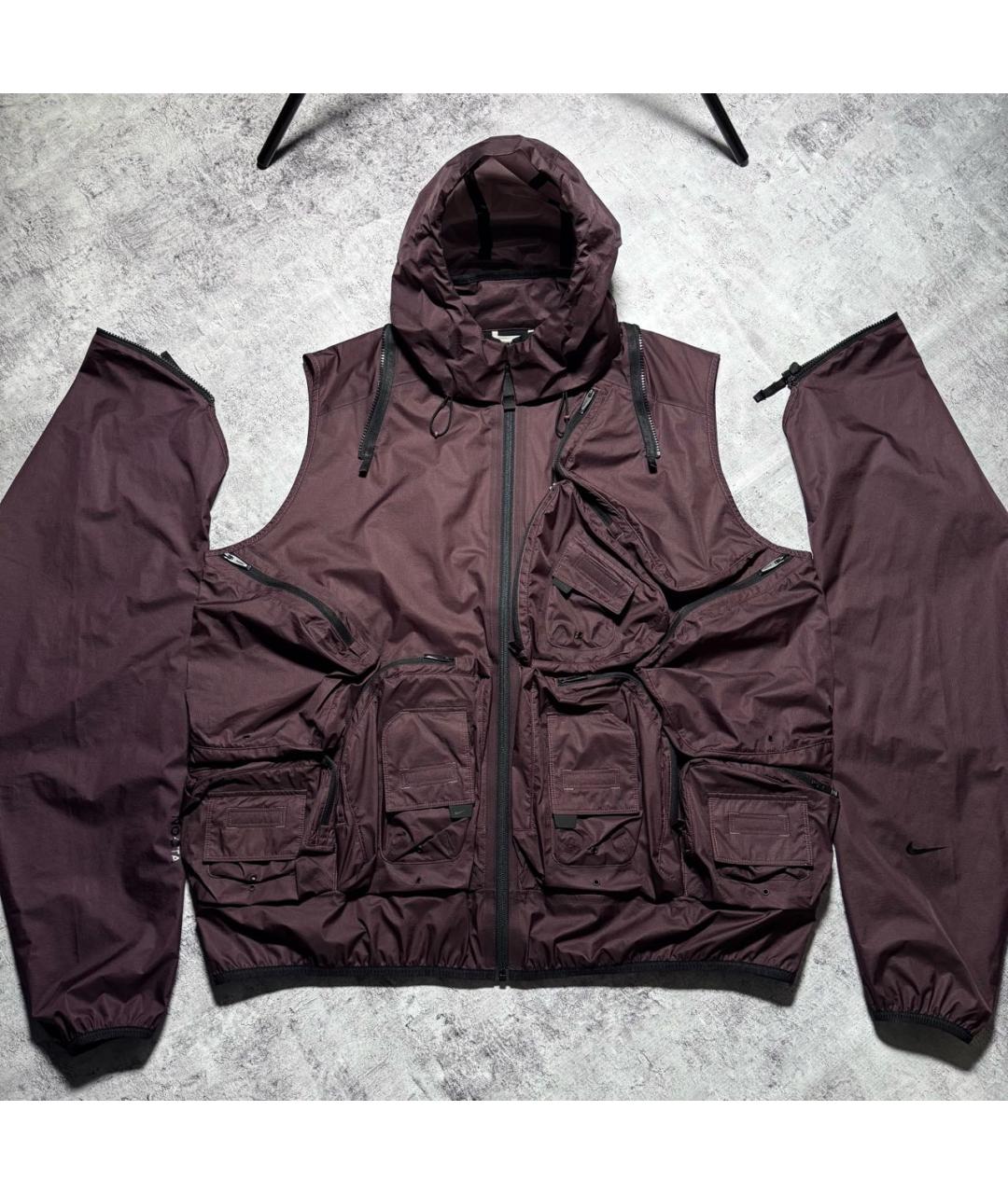 NIKE Бордовая полиамидовая куртка, фото 4