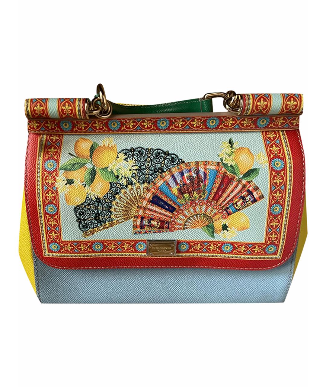 DOLCE&GABBANA Голубая кожаная сумка с короткими ручками, фото 1