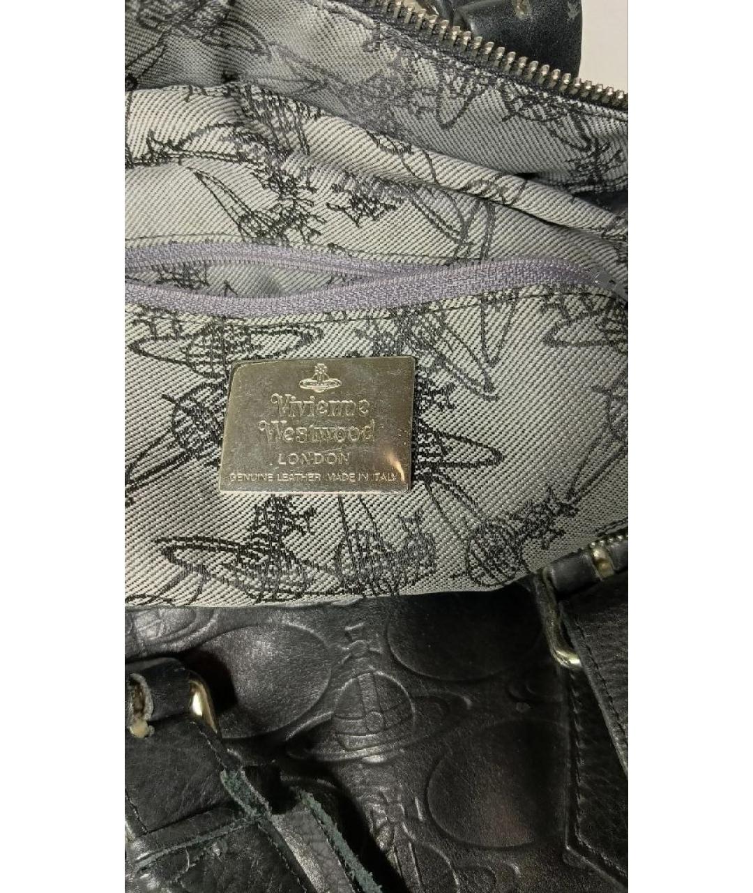 VIVIENNE WESTWOOD Черная кожаная сумка с короткими ручками, фото 2