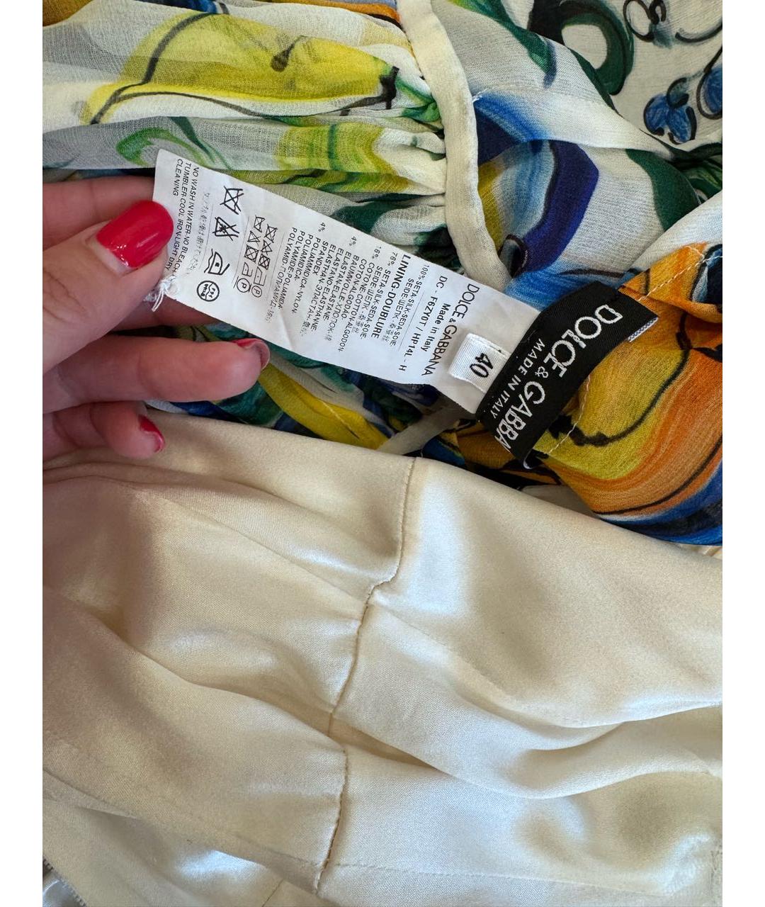 DOLCE&GABBANA Мульти шелковое платье, фото 3