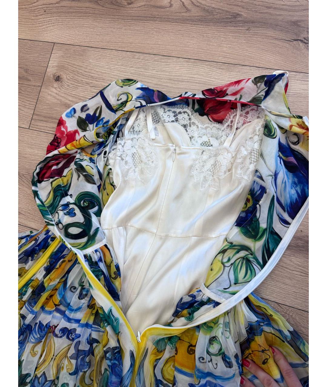 DOLCE&GABBANA Мульти шелковое платье, фото 6