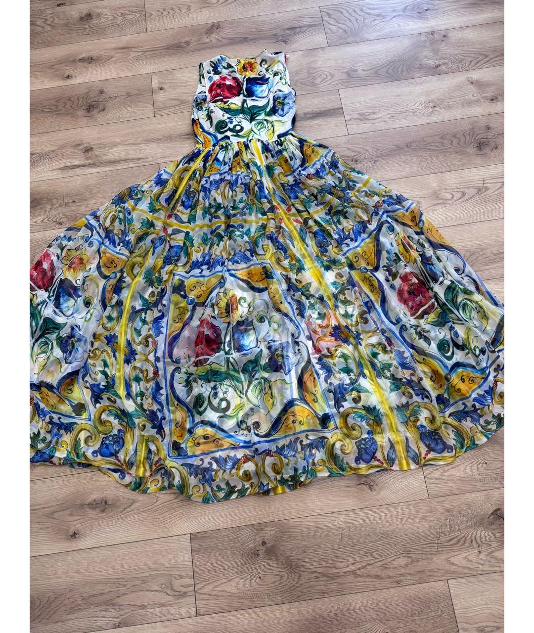 DOLCE&GABBANA Мульти шелковое платье, фото 2