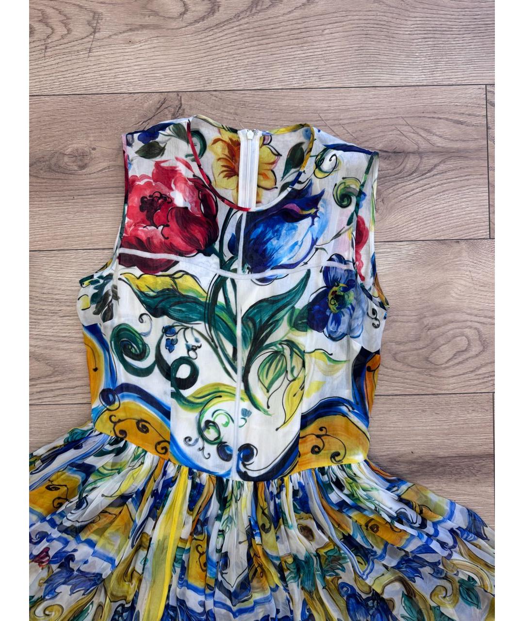 DOLCE&GABBANA Мульти шелковое платье, фото 8