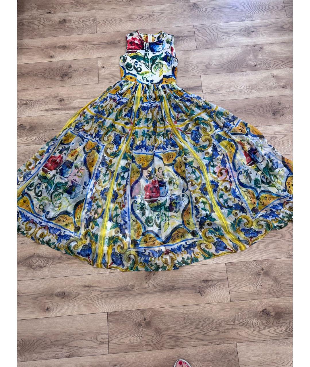 DOLCE&GABBANA Мульти шелковое платье, фото 5