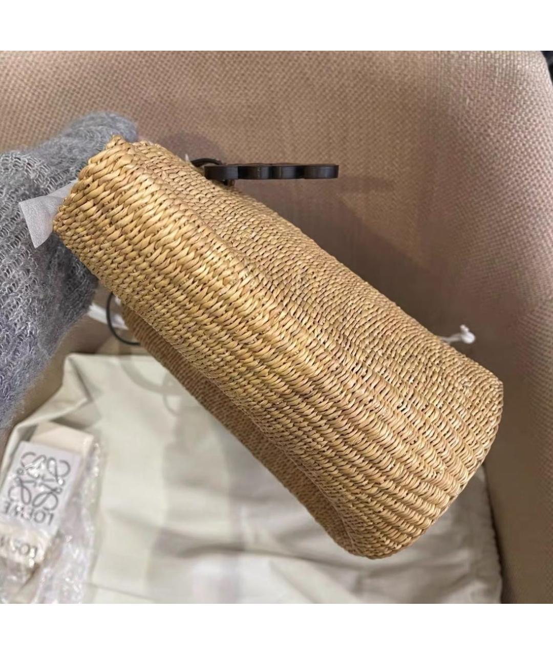 LOEWE Коричневая пелетеная пляжная сумка, фото 3