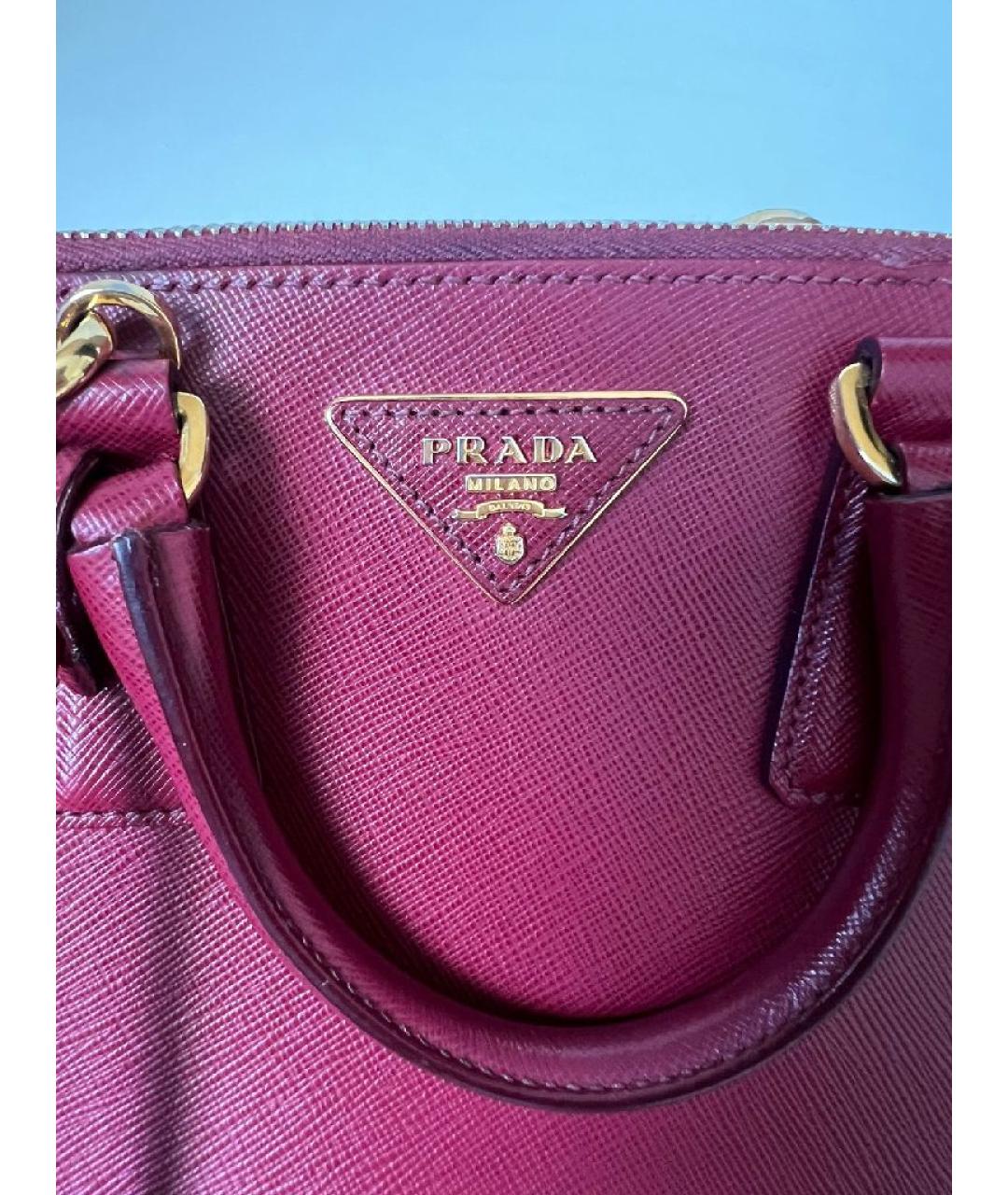 PRADA Красная кожаная сумка с короткими ручками, фото 5