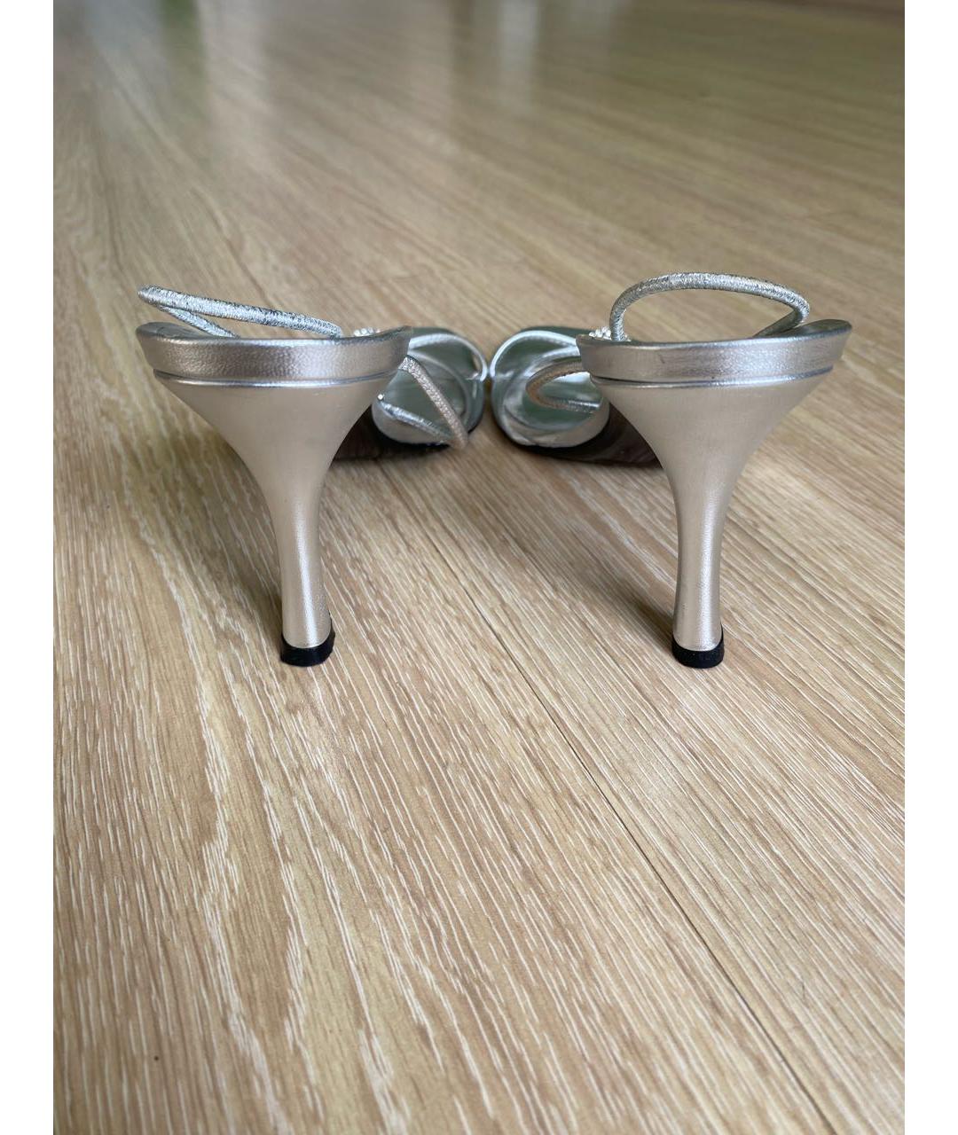 STUART WEITZMAN Серебряные кожаные босоножки, фото 4