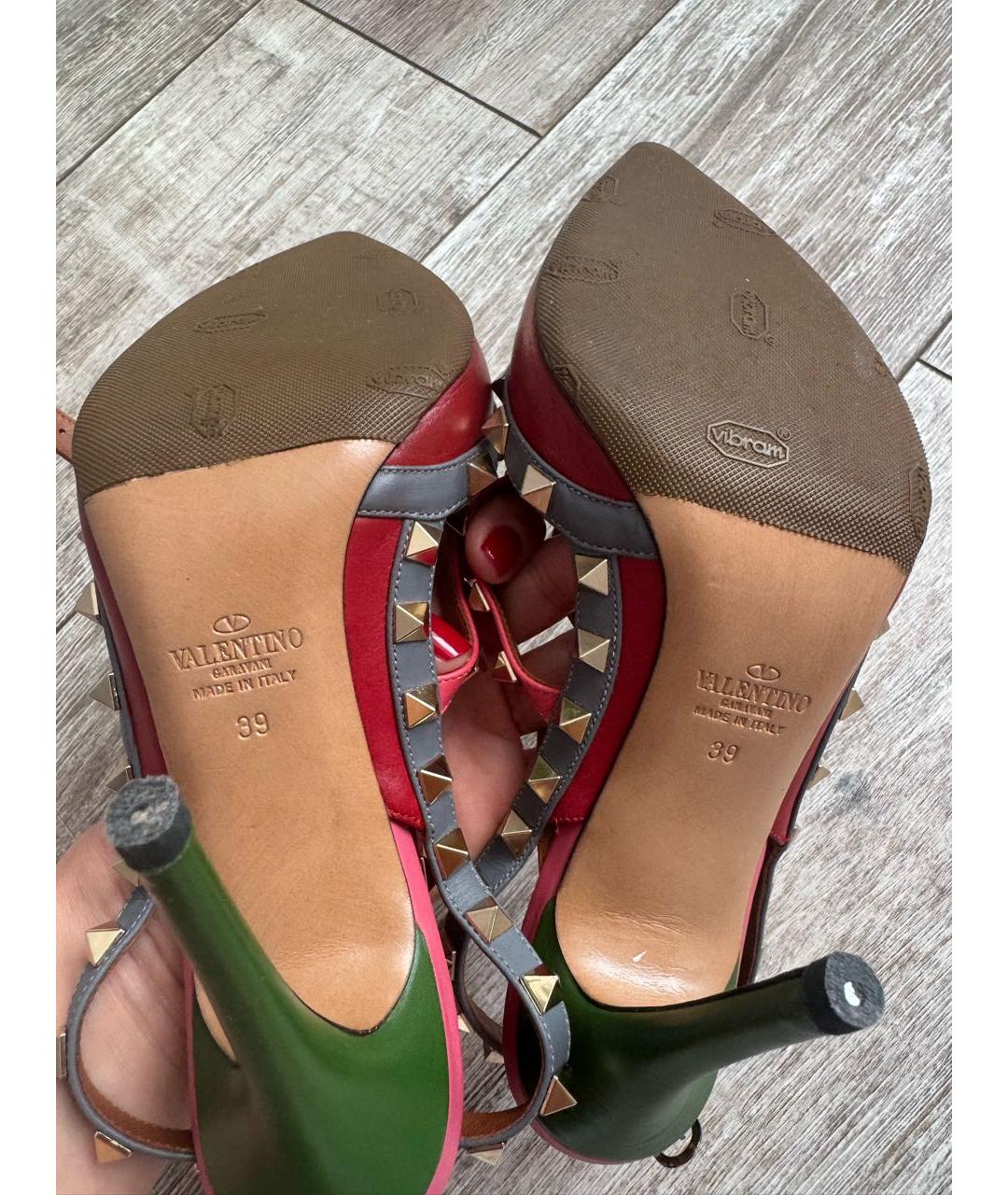 VALENTINO Мульти кожаные босоножки, фото 6