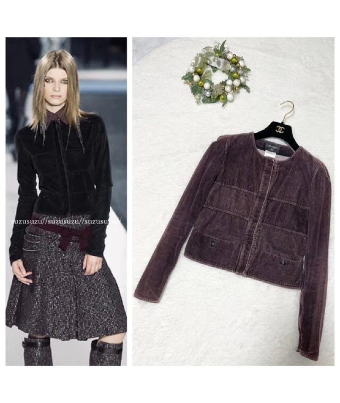 CHANEL Коричневый хлопковый жакет/пиджак, фото 4