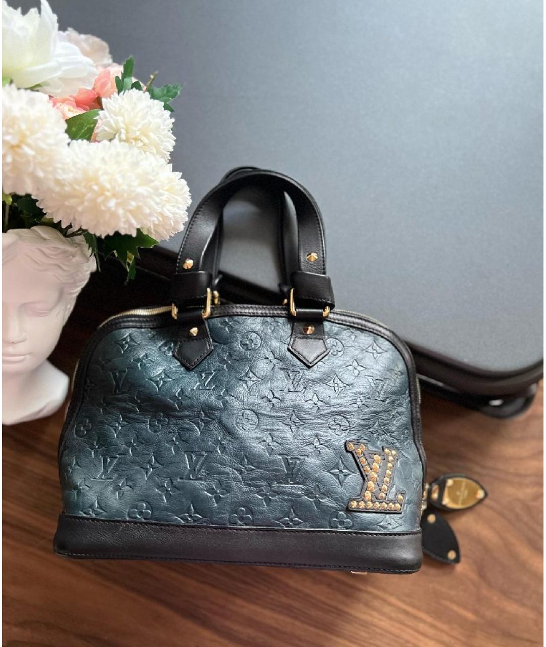 LOUIS VUITTON Темно-синяя кожаная сумка с короткими ручками, фото 10