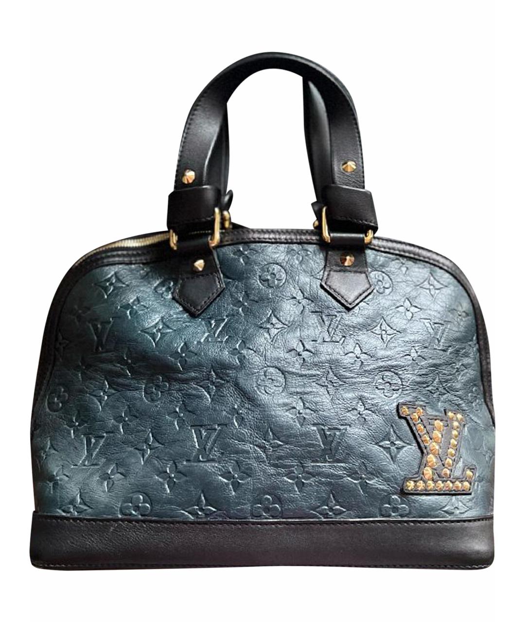 LOUIS VUITTON Темно-синяя кожаная сумка с короткими ручками, фото 1