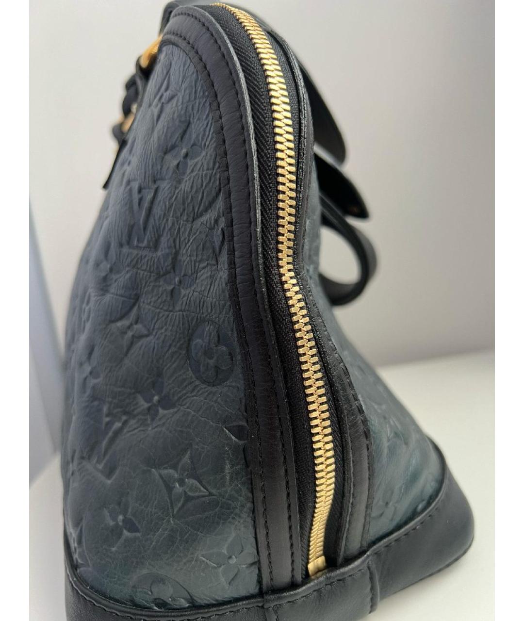 LOUIS VUITTON Темно-синяя кожаная сумка с короткими ручками, фото 8