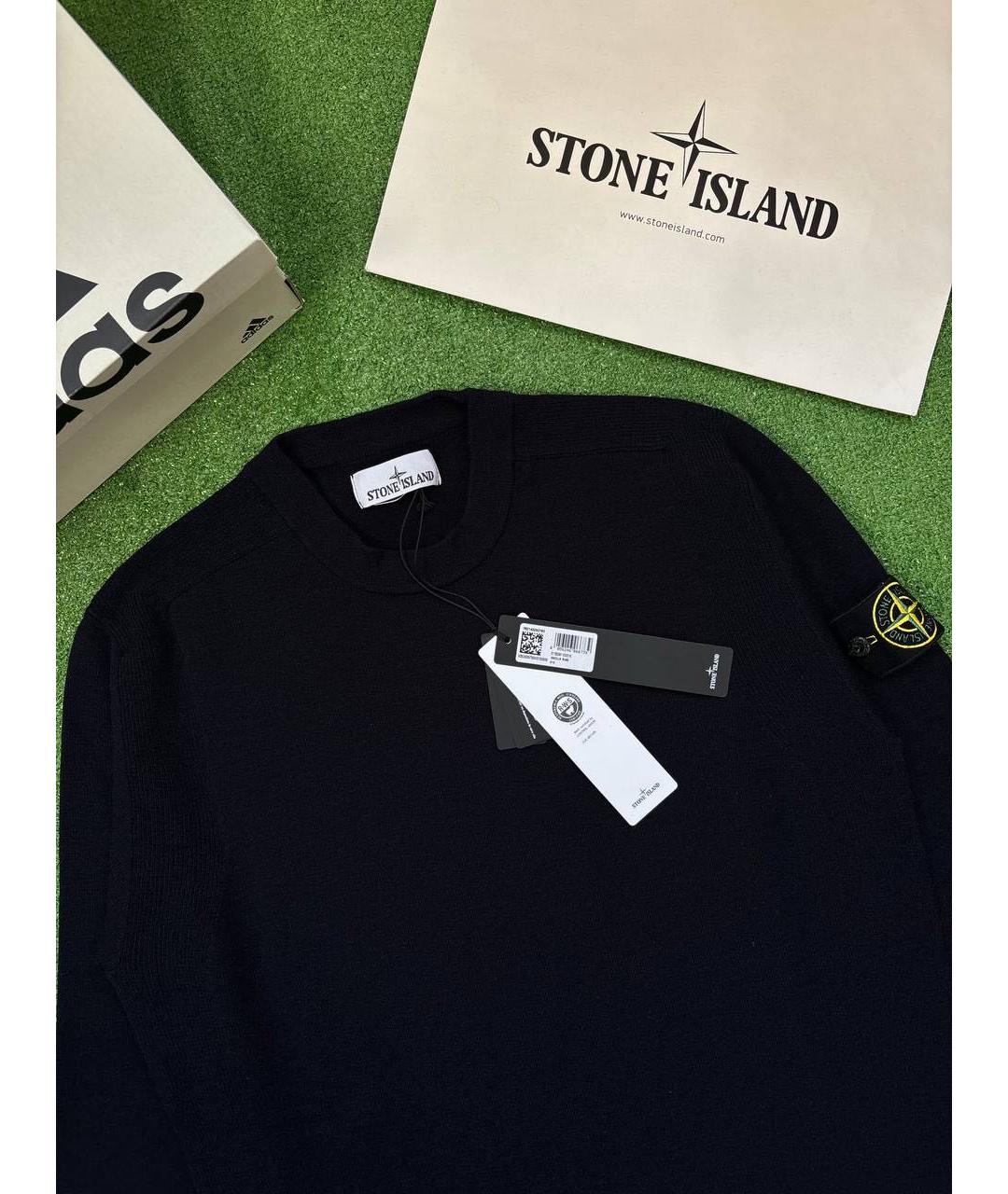 STONE ISLAND Темно-синий шерстяной джемпер / свитер, фото 4
