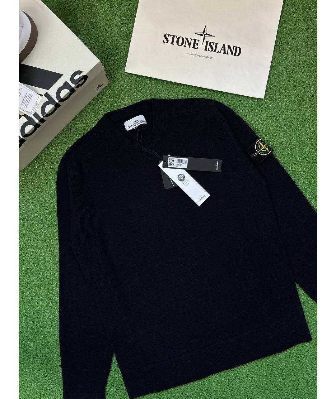 STONE ISLAND Темно-синий шерстяной джемпер / свитер, фото 2