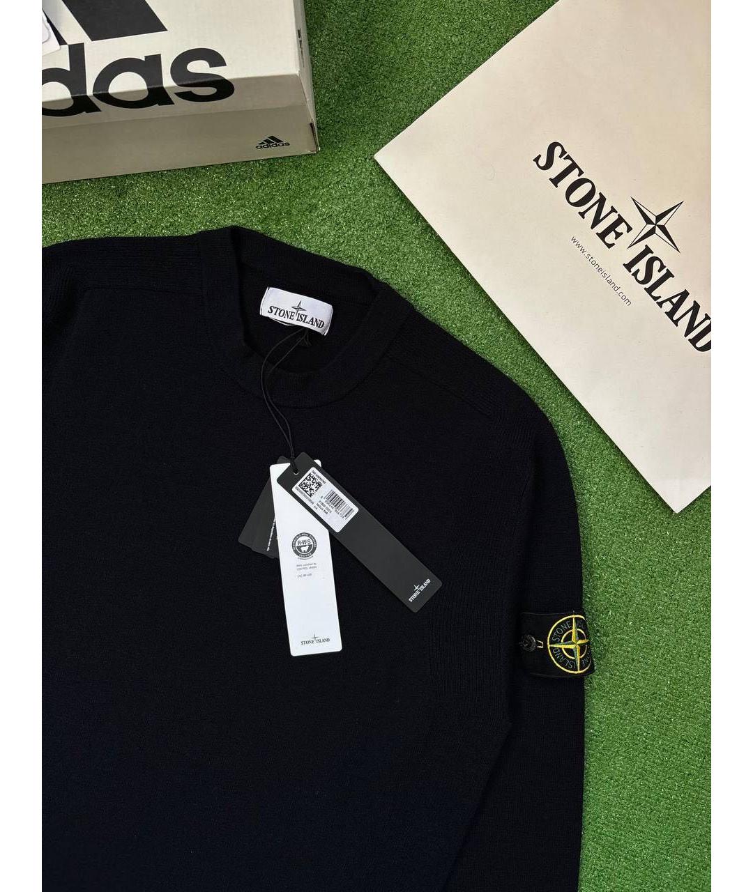 STONE ISLAND Темно-синий шерстяной джемпер / свитер, фото 3