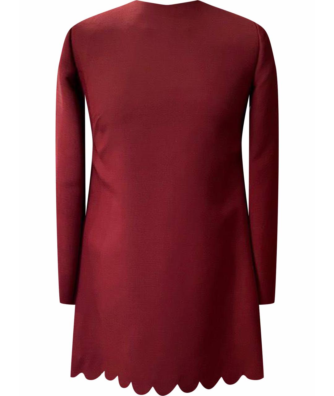 VALENTINO Бордовое шерстяное повседневное платье, фото 1