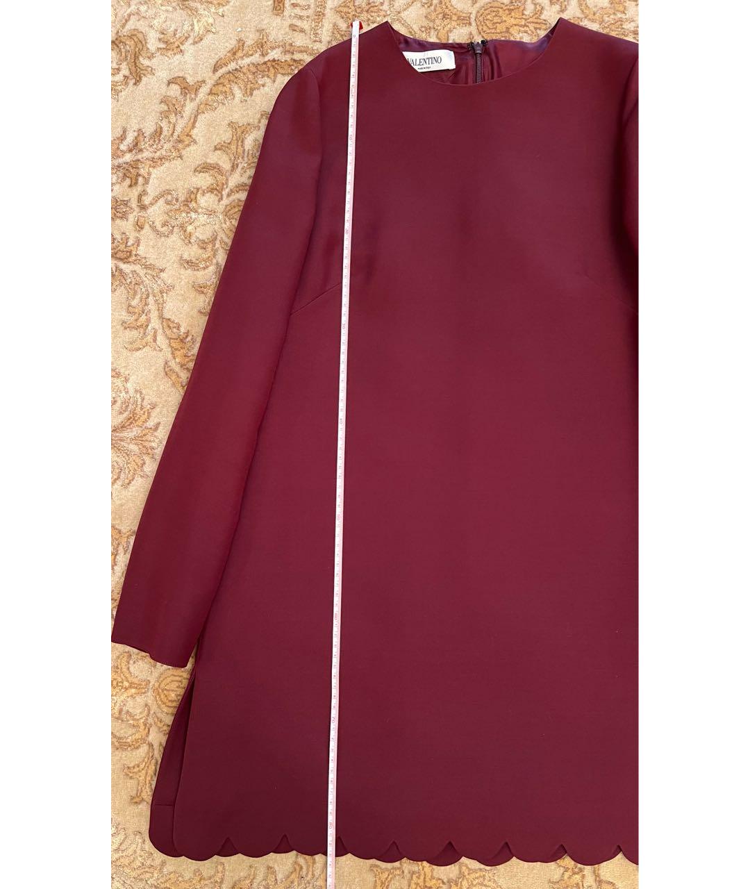 VALENTINO Бордовое шерстяное повседневное платье, фото 7