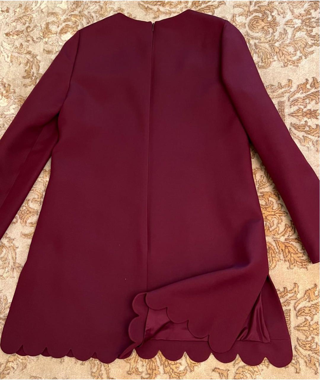 VALENTINO Бордовое шерстяное повседневное платье, фото 8