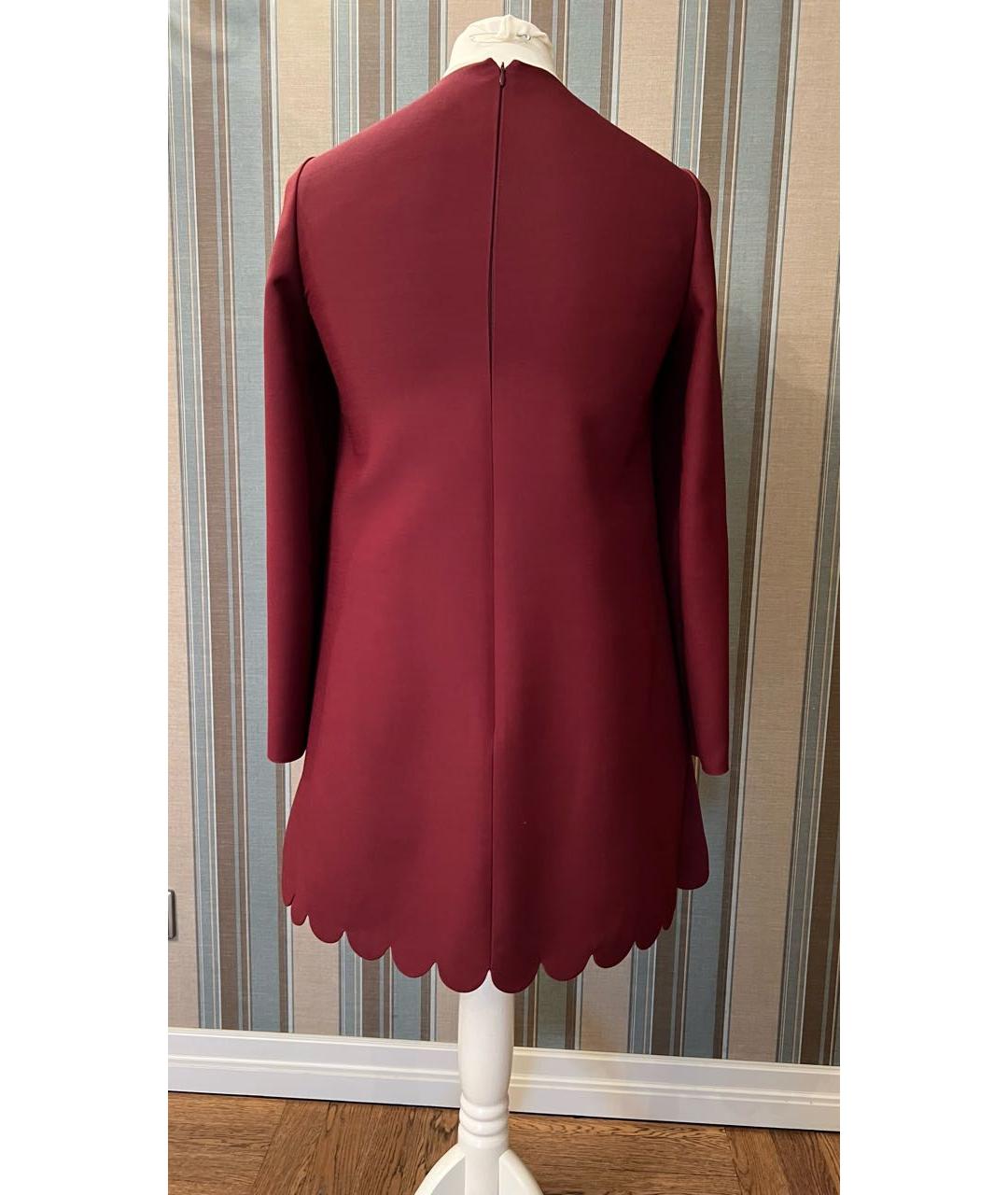 VALENTINO Бордовое шерстяное повседневное платье, фото 2