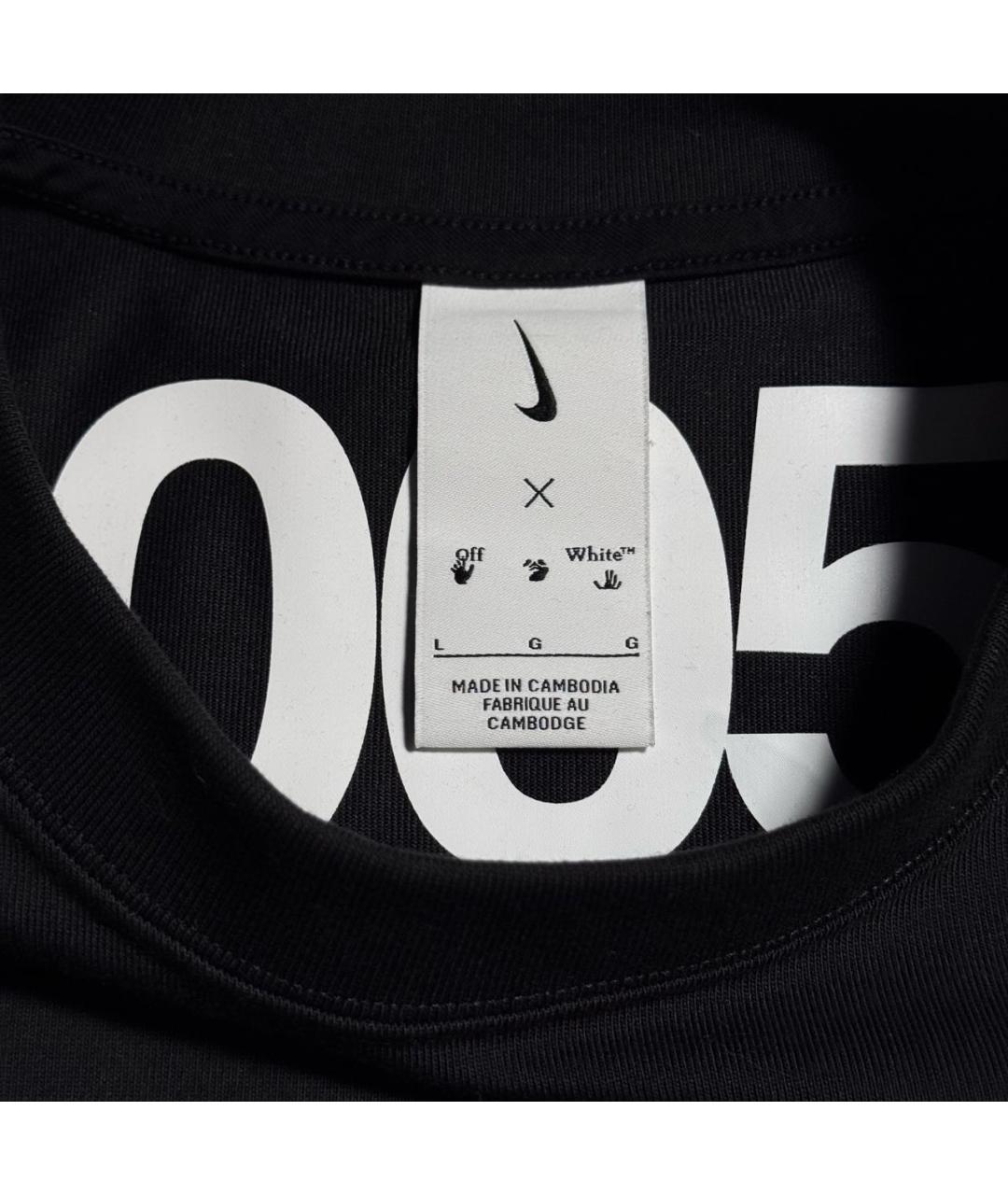 NIKE X OFF-WHITE Черная хлопко-полиэстеровая футболка, фото 3
