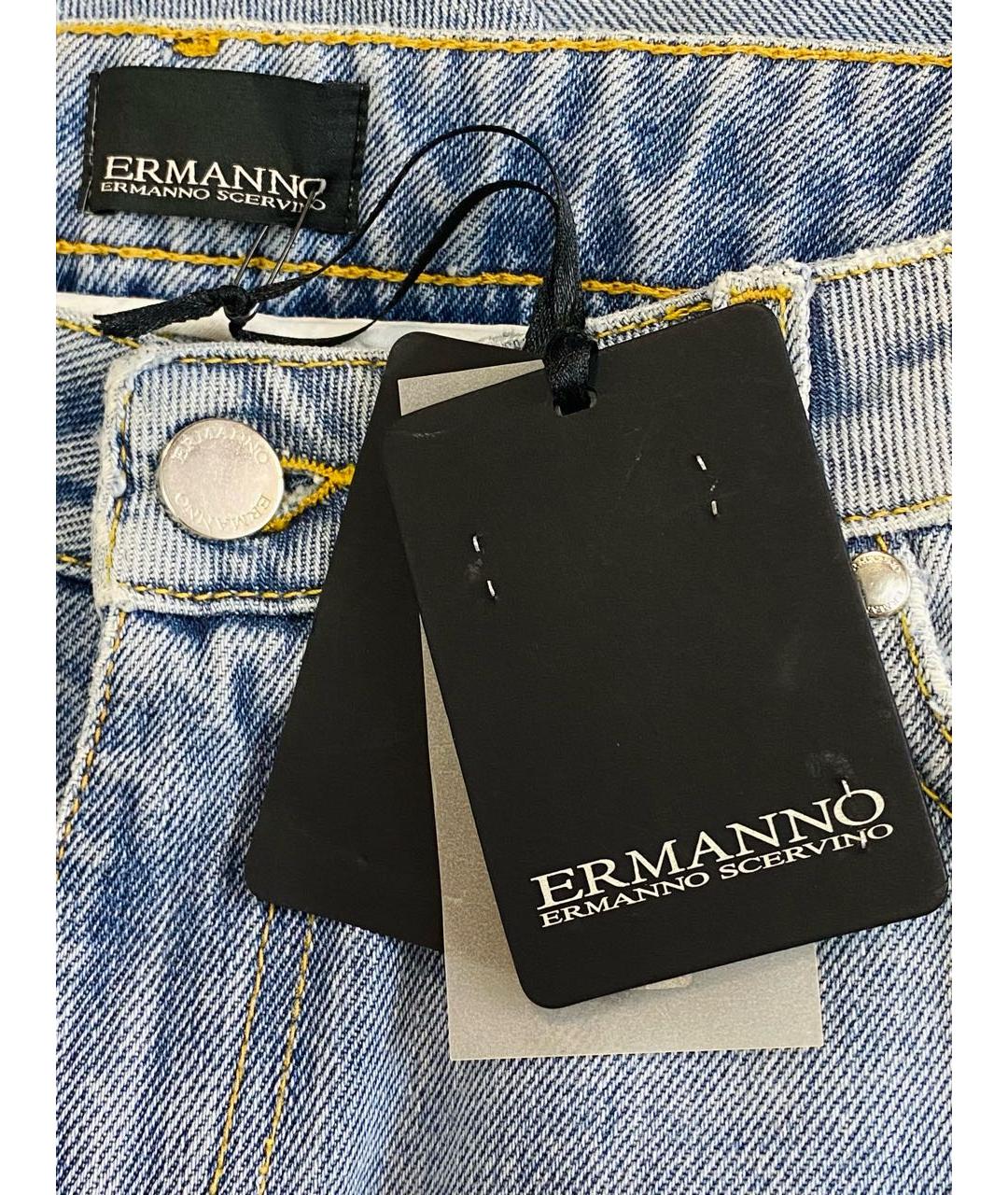 ERMANNO SCERVINO Голубые хлопковые прямые джинсы, фото 4