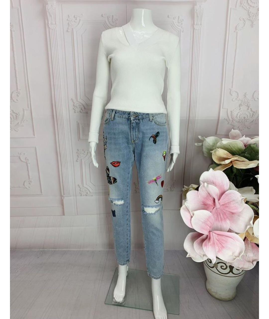 ERMANNO SCERVINO Голубые хлопковые прямые джинсы, фото 8