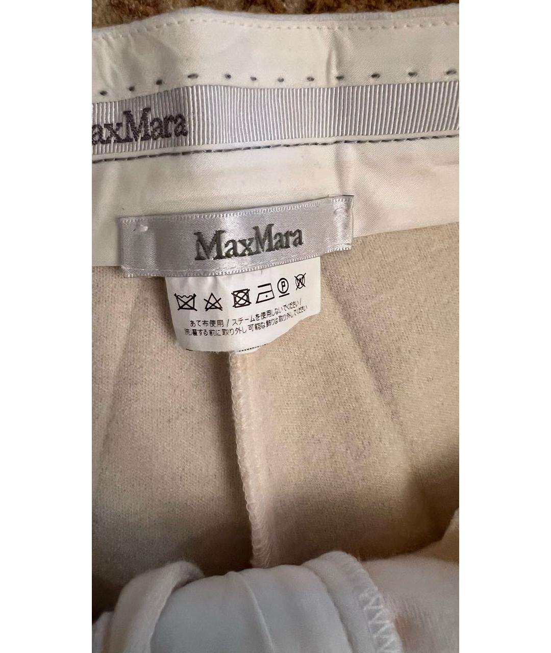 MAX MARA Белые шерстяные брюки узкие, фото 3