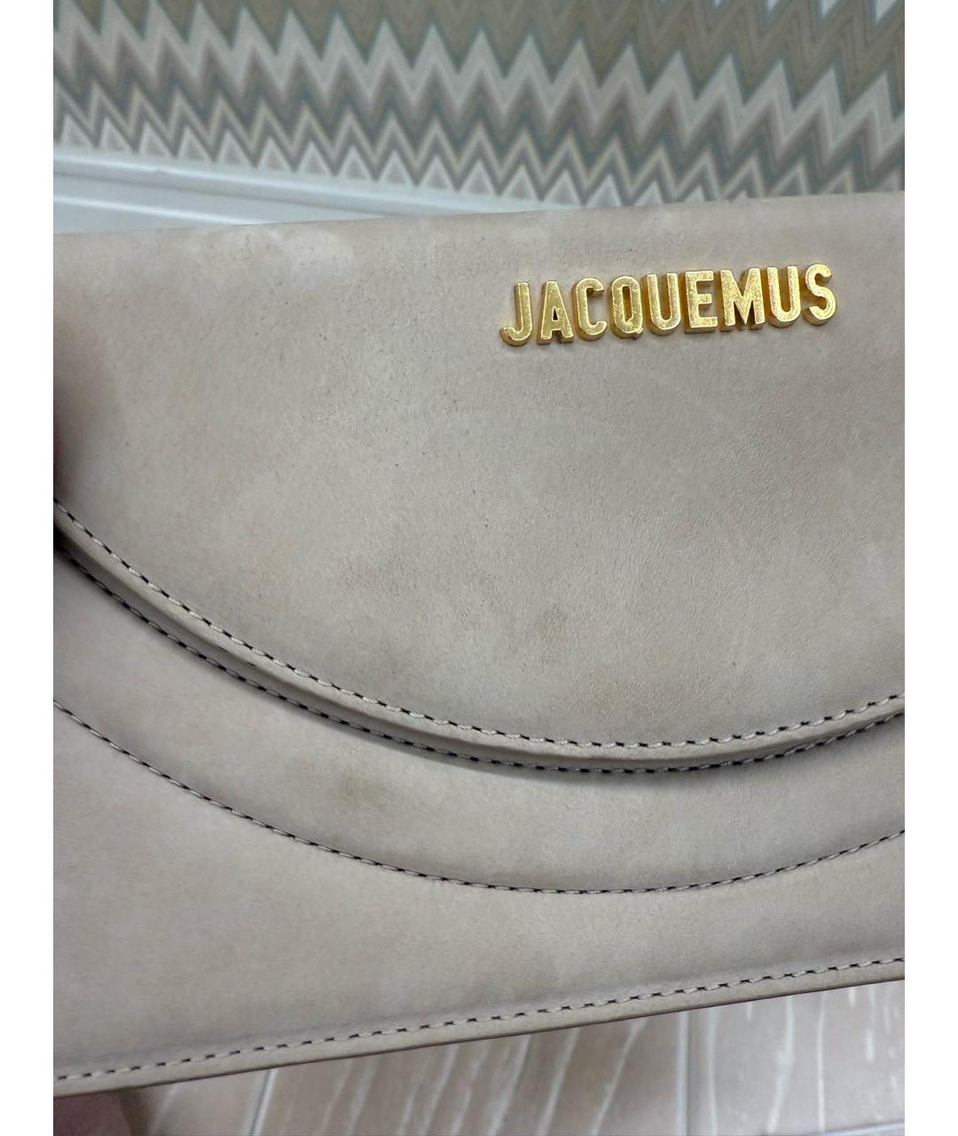 JACQUEMUS Бежевая кожаная сумка через плечо, фото 6