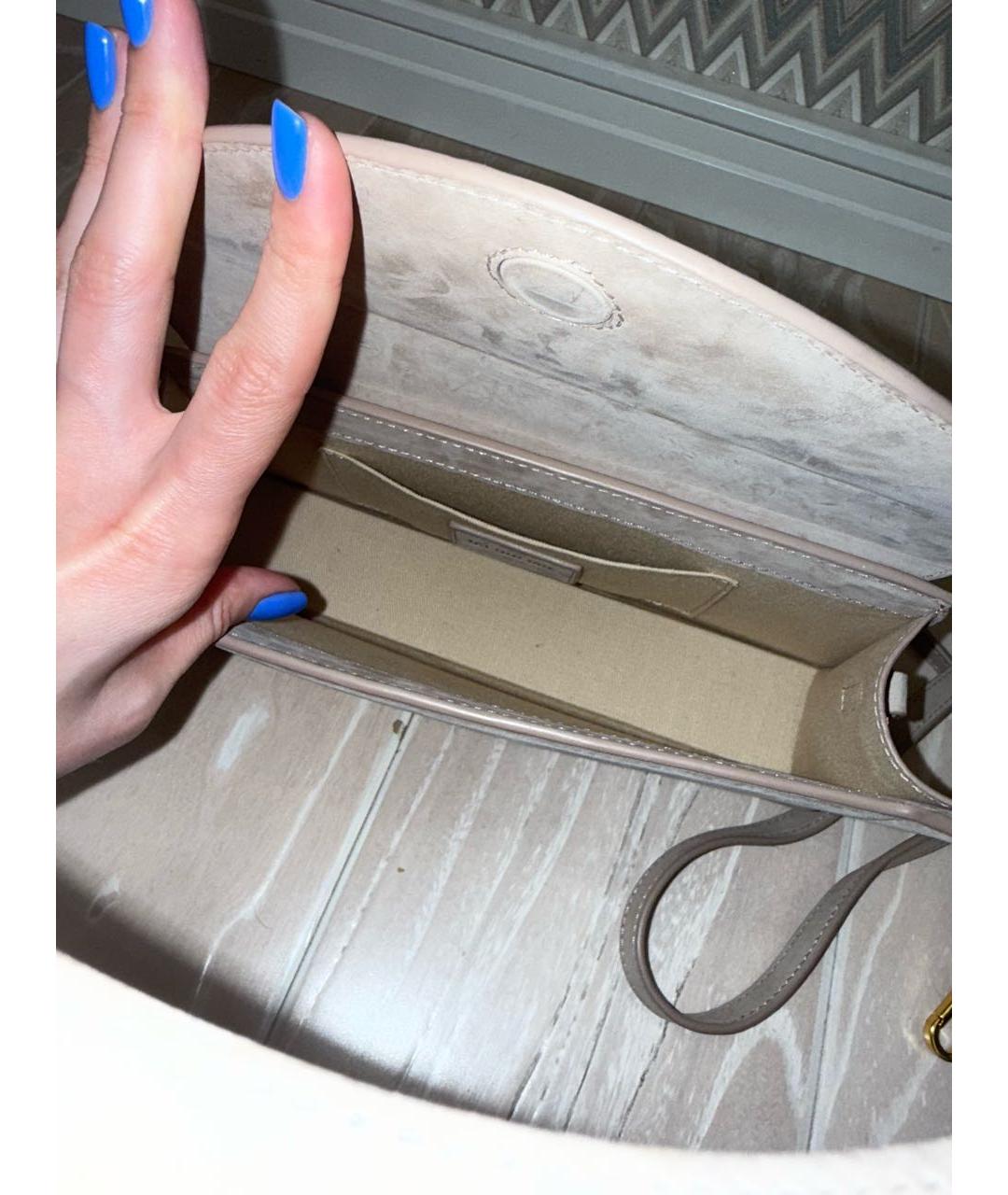 JACQUEMUS Бежевая кожаная сумка через плечо, фото 4