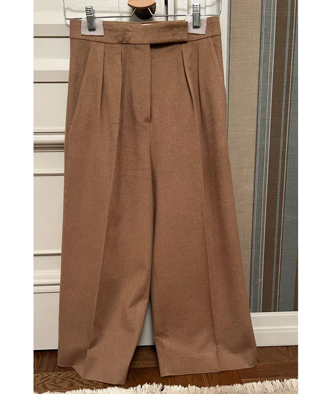 MAX MARA Коричневые шерстяные брюки широкие, фото 4