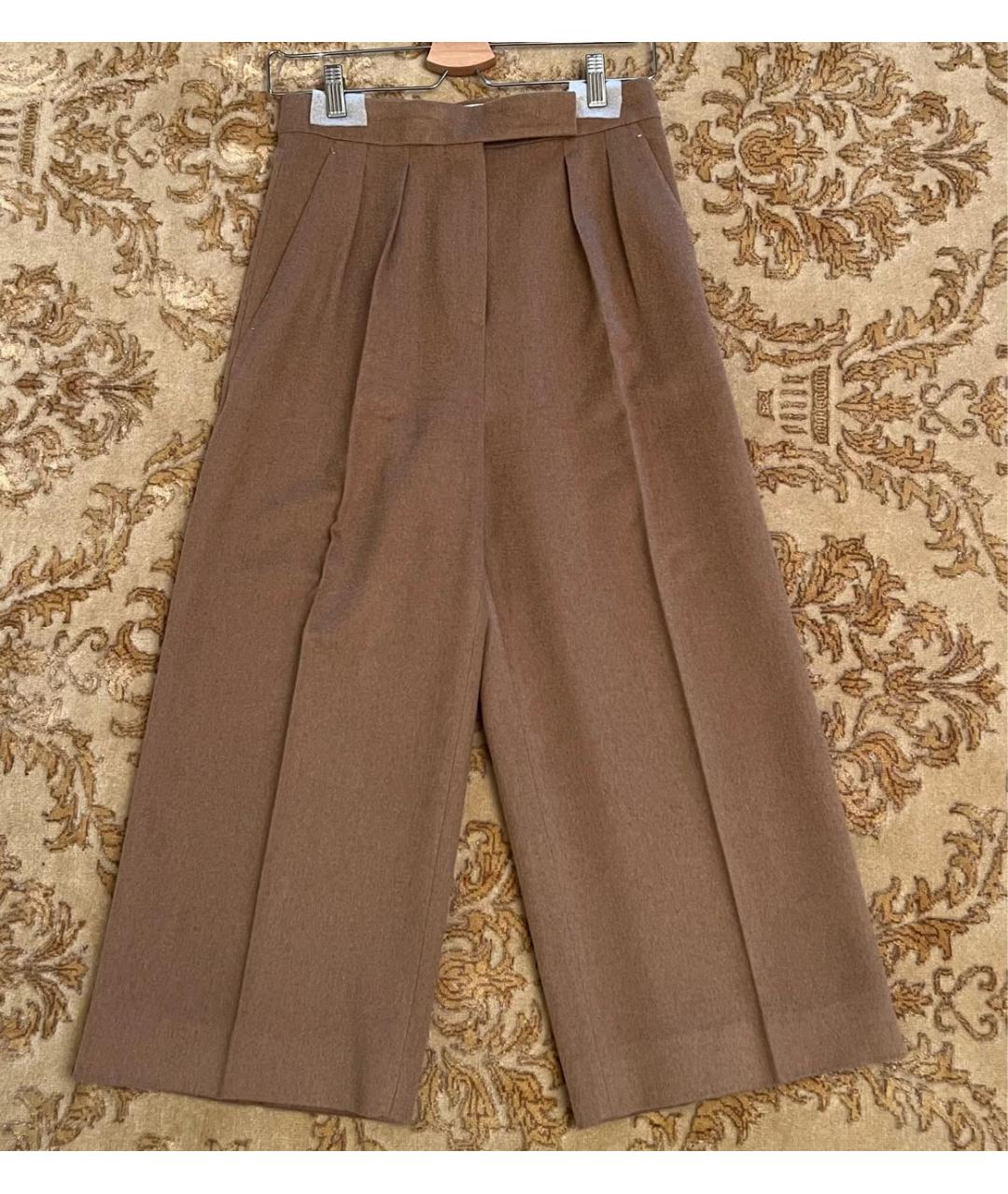 MAX MARA Коричневые шерстяные брюки широкие, фото 8
