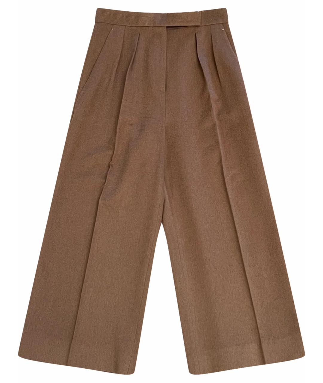 MAX MARA Коричневые шерстяные брюки широкие, фото 1