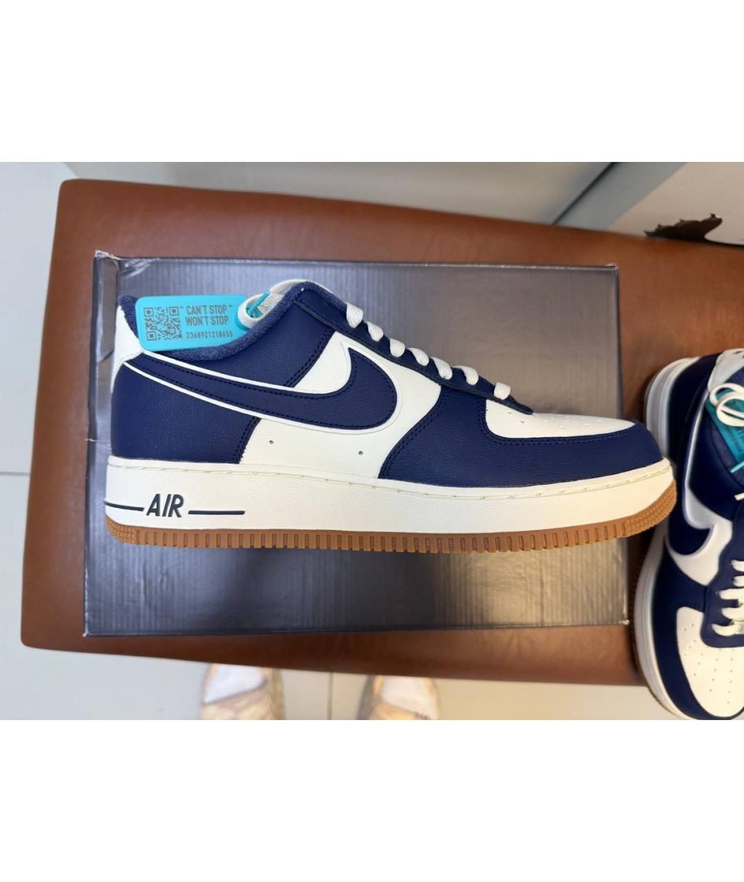 NIKE Синие кожаные низкие кроссовки / кеды, фото 4