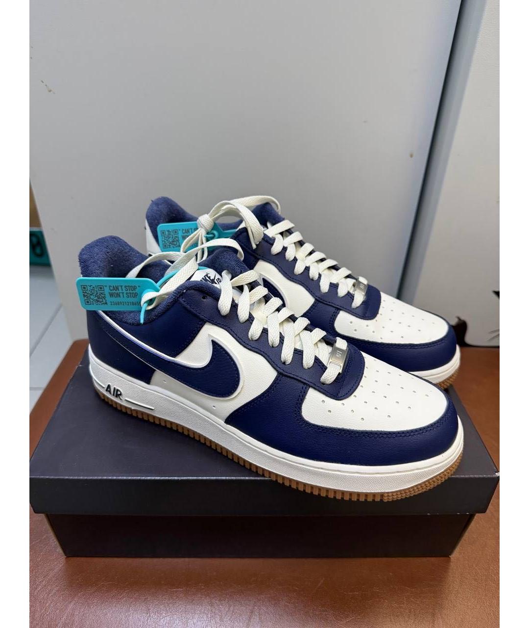 NIKE Синие кожаные низкие кроссовки / кеды, фото 3